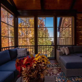 fall scenery from screened in patio